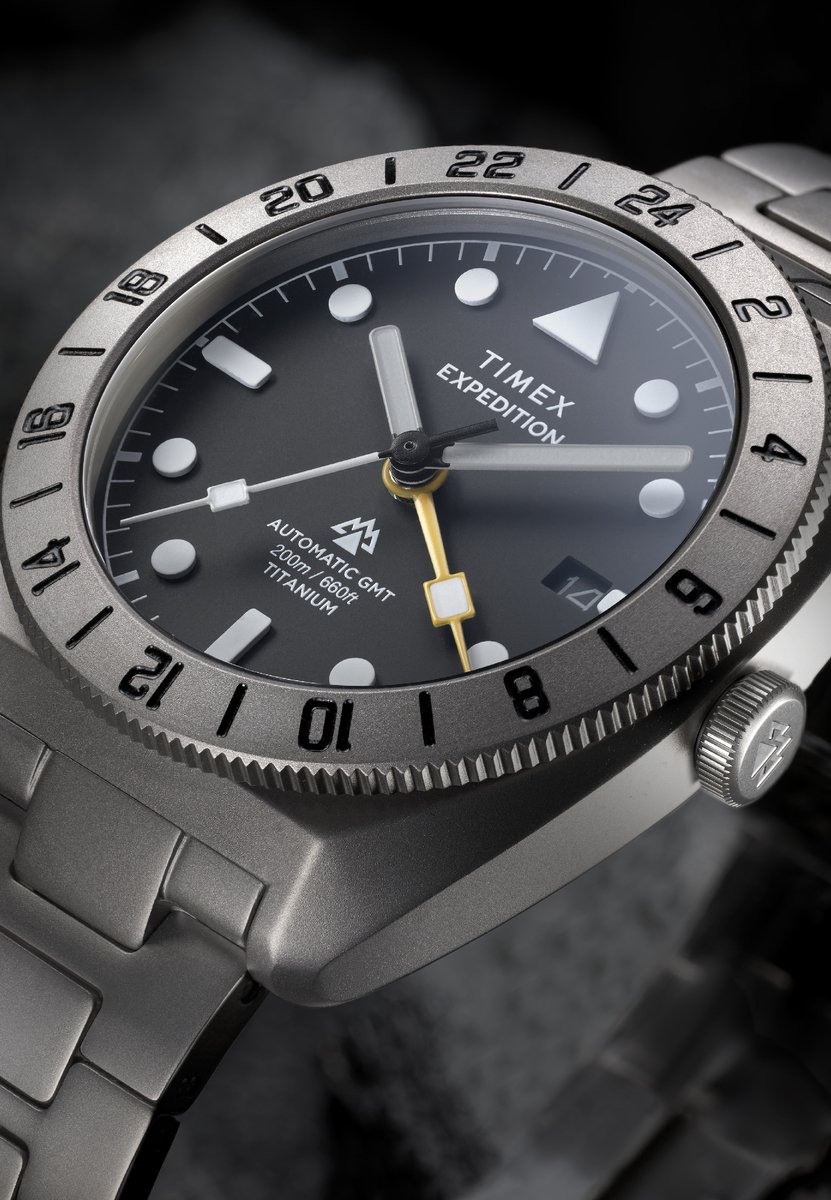 Timex Expedition Pioneer Titanium Automatic Gmt 41Mm Titanium Bracelet Watch Mechanisch Automatisch Horloge Titanium Kast Gemaakt Van 100% Titanium En Een Armband Van 100% Titanium 41 TW2Y63500AJ