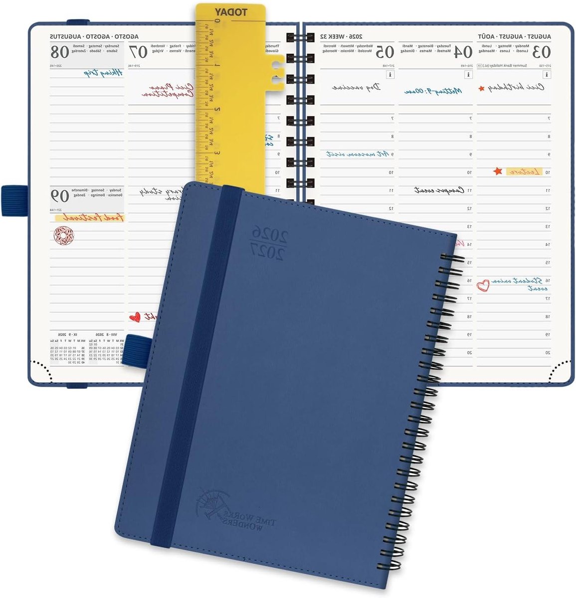 Agenda 2026 2027 - Weekplanner Planner - Afspraken Plannen - 17 Maanden Overzicht - 22 x 165 cm - Marineblauw