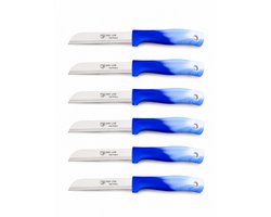 SMH LINE® Kartelmes - 6 Stuks - Tomatenmes met Kartel - Aardappelmesje - RVS - 18,5 cm - Blauw