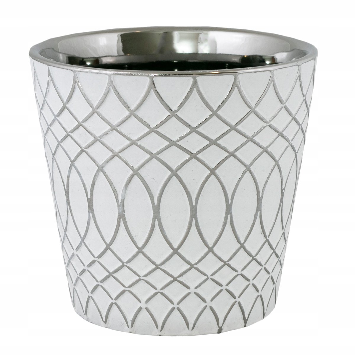 Keramieken plantenpot Igloo Wit-Zilver Ø 13cm