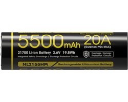 Nitecore NL2155HPI Oplaadbare 21700 Li-Ion batterij 5500mAh