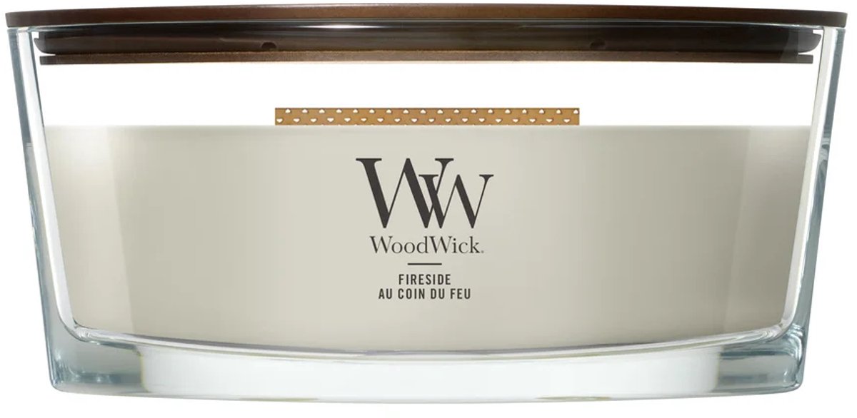 WoodWick Heartwick Flame Ellipse Geurkaars - Fireside - 50 branduren Grijs