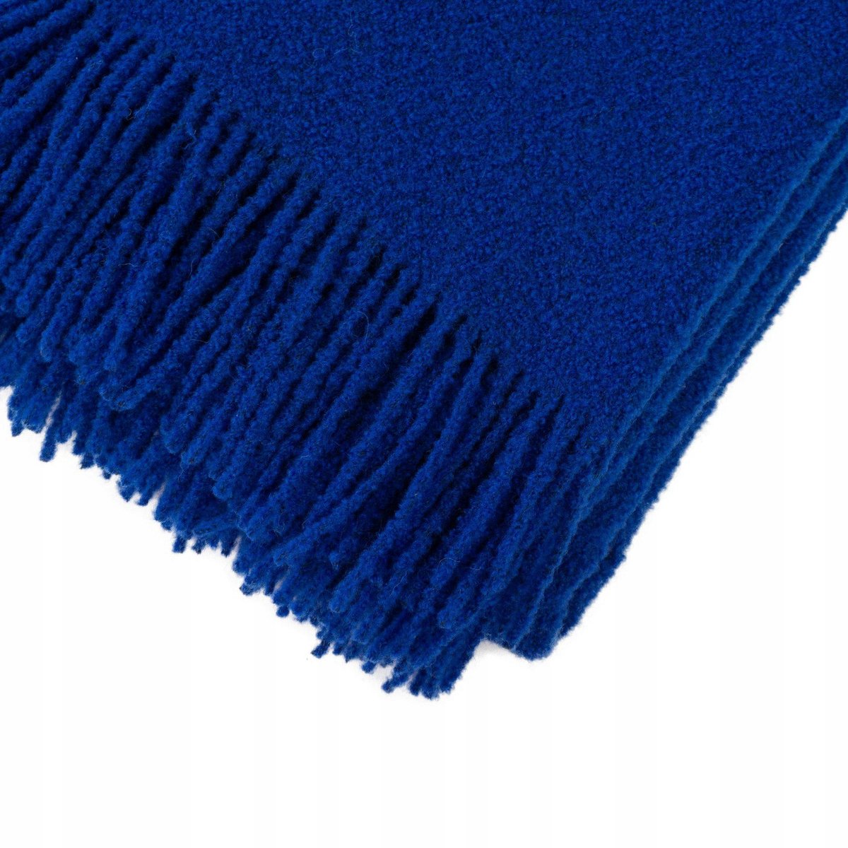 Luxe Merino Wol Plaid Buckle 140x200 Donkerblauw met Franjes