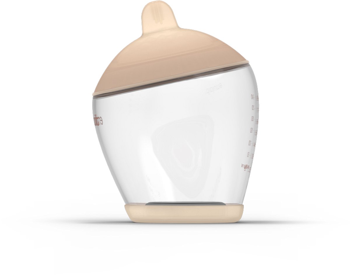 Emulait Classic Babyfles - Kleur: Fair - Maat: 4 - 240 ml - borstvormig - natuurlijk voeden - anti-koliek - bpa-vrij