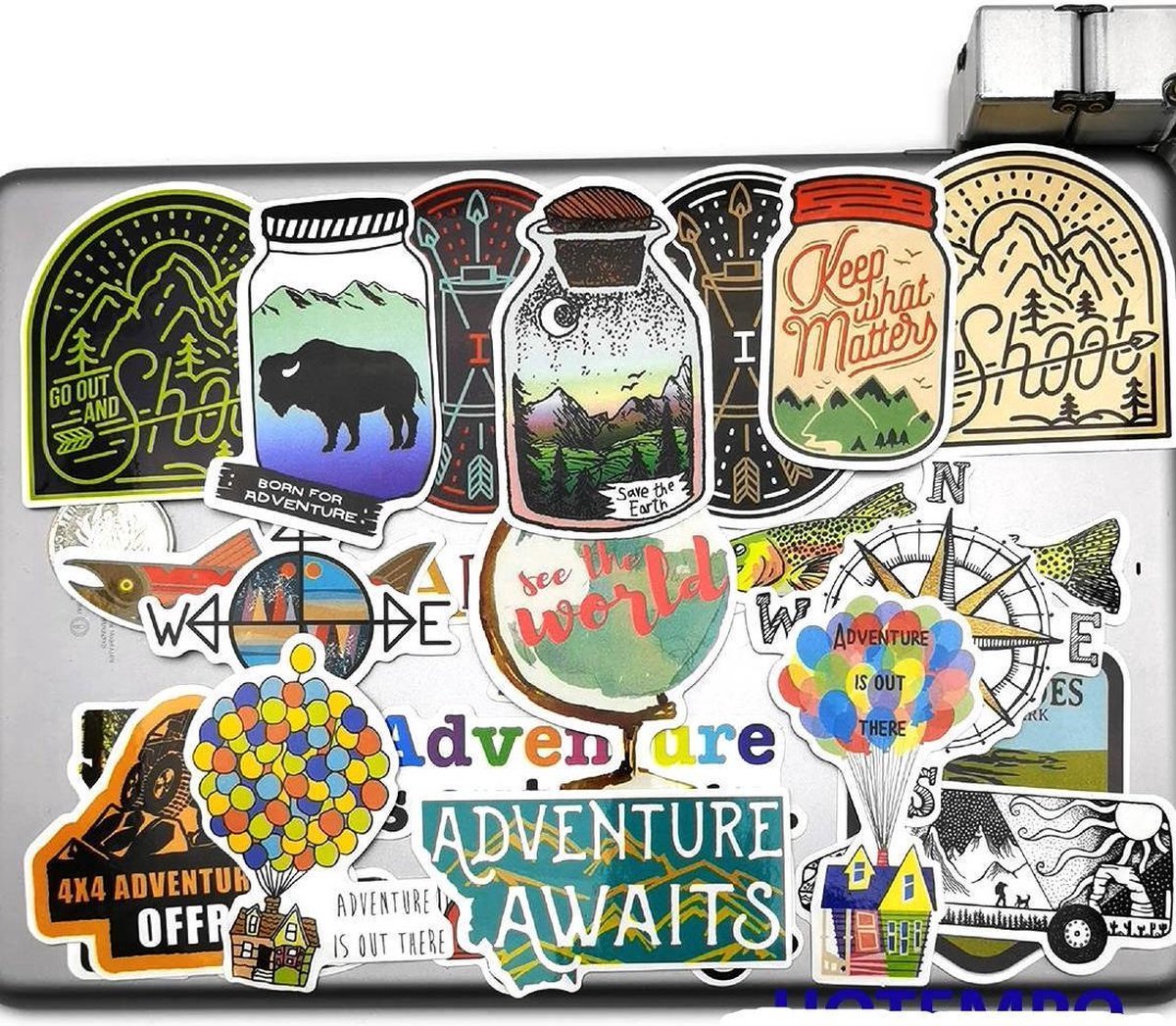 60 Camping & Reis Stickers – Outdoor, Natuur & Avontuur