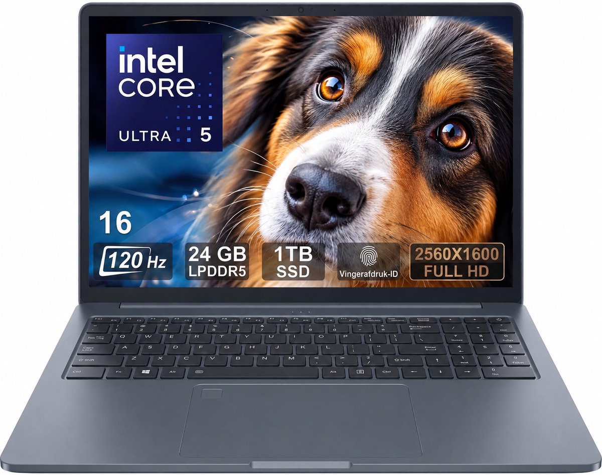 Ninkear N16 Pro 125H - Met laptoptas - laptophoes - Laptop rugzak - 16 inch laptop - Intel Core 5 - 120 Hz - 24 GB LPDDR5 - 1TB SSD - Zakelijke Laptop - Windows laptop Toetsenbordverlichting - FHD-webcam - Windows 11 Pro