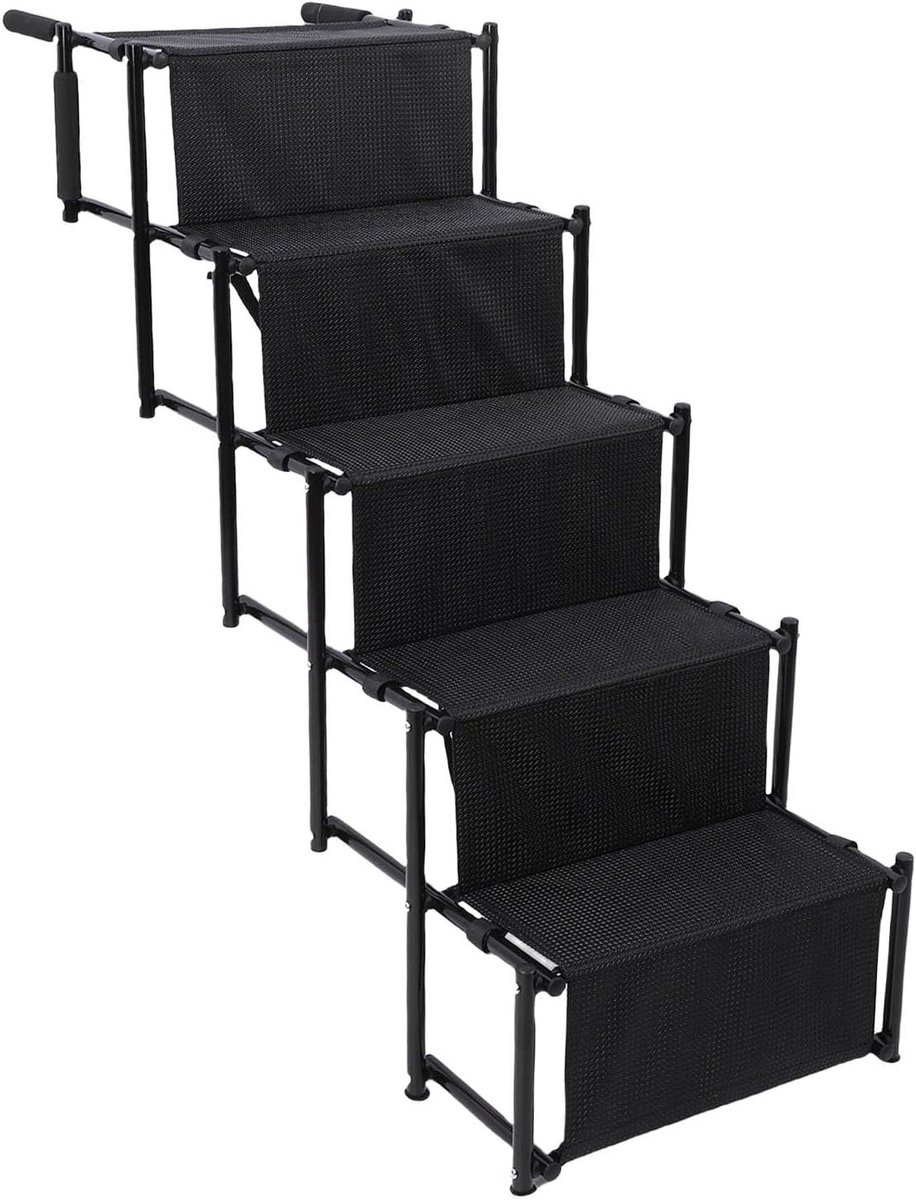 Opvouwbare Hondenoprit - Huisdierladder Auto - Veilig Instappen - 5 Extra Brede Treden - Tot 50 kg - Zwart