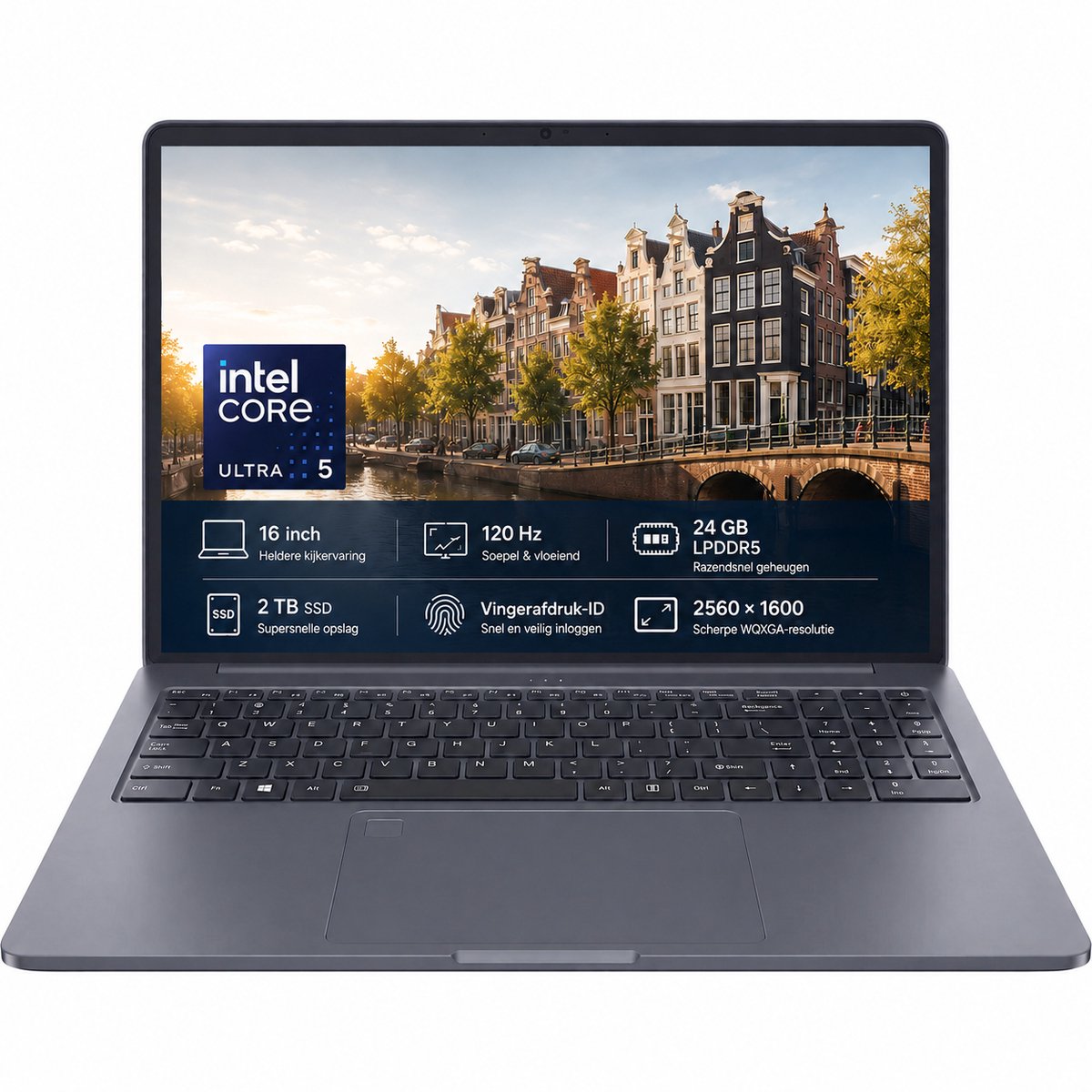 Ninkear N16 Pro 16 inch Laptop - Intel Core Ultra 5 225H - 24GB LPDDR5 - 2TB SSD - 120Hz - Windows 11 Pro - Toetsenbordverlichting - HD Webcam - Met Laptoptas