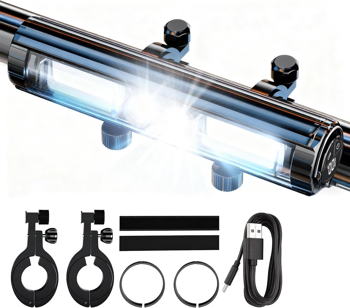 KZQ Superheldere Fietskoplamp - 6 LED - 10000 Lumen - 10+ Modi - USB Oplaadbaar - Waterdicht - Voor MTB & Stadsfiets - Zwart