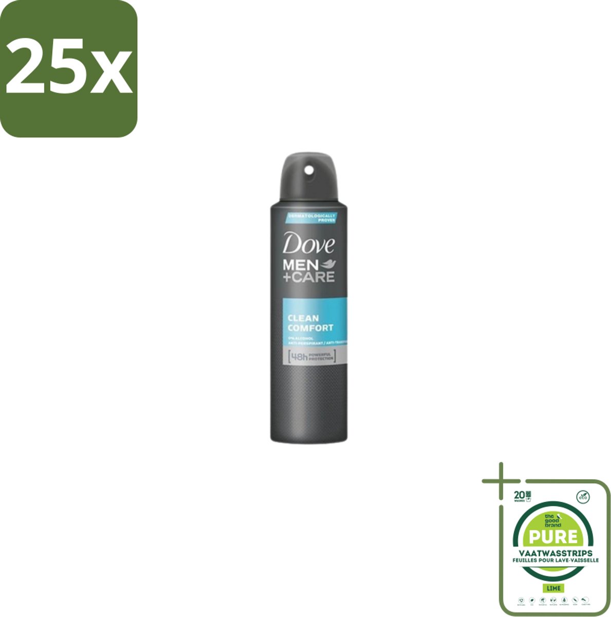 25 x Dove Men+Care – Deodorant Spray – Clean Comfort – 200 ml - Grootverpakking - Anti-transpirant Spray - Okselgeur - Frisse Geur - Schone Geur - Okselverzorging