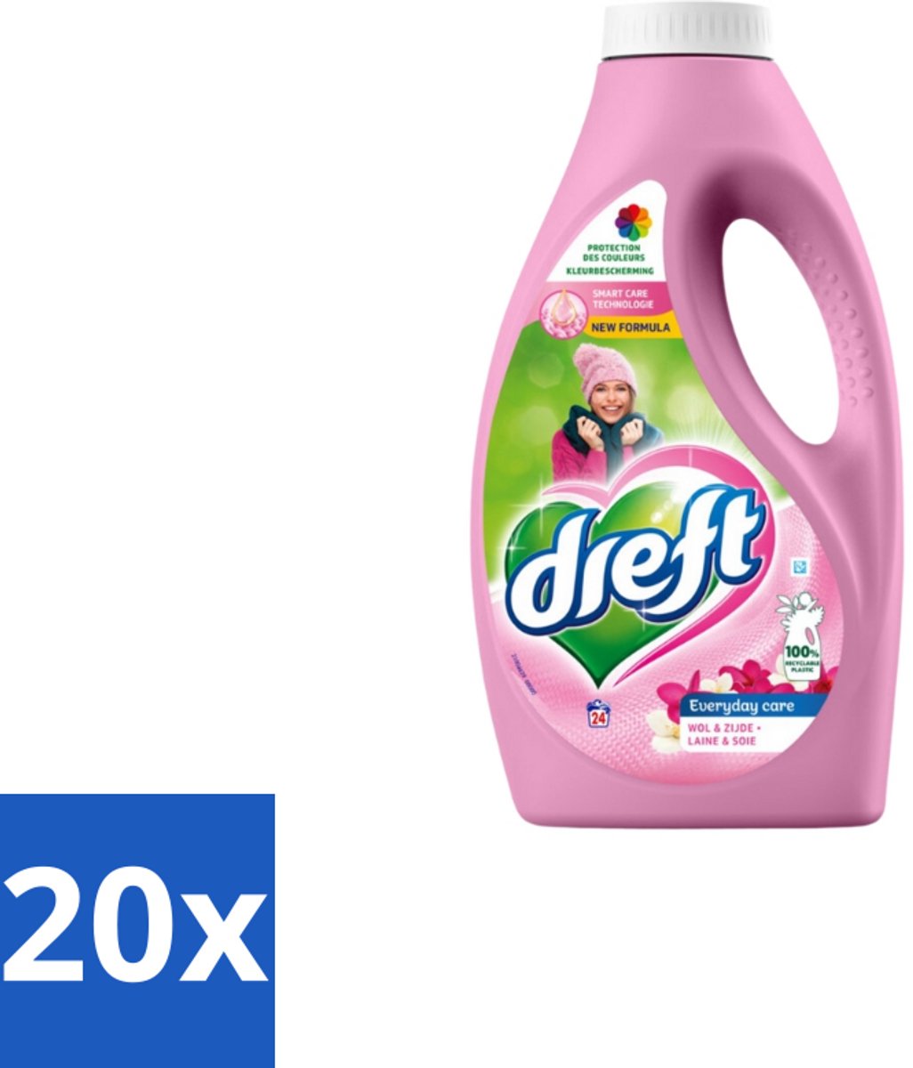 Dreft – Vloeibaar Wasmiddel – Delicate & Wool – 24 Wasbeurten - Bulkverpakking - 20 stuks
