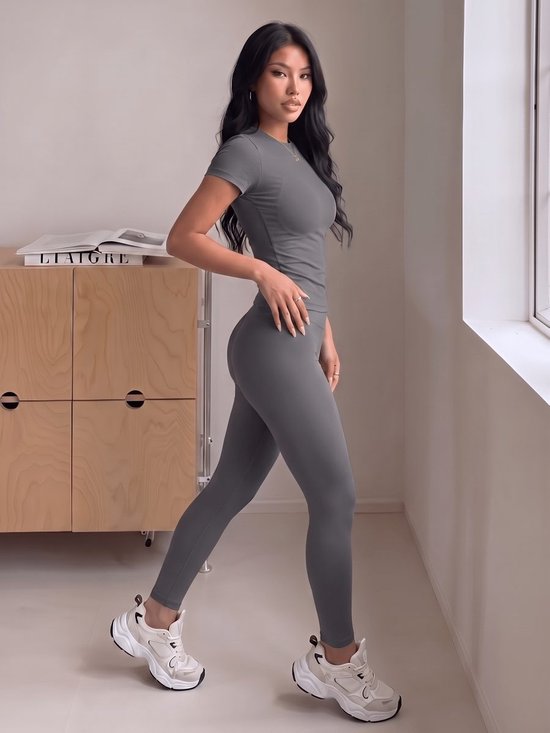 Currero Pilates Pak Dames - Yoga - Buttshaper - Gym - Fitness - Butt Lift - Bil Vergrotend - Heup Liftend - Yogakleding - Donkergrijs L — afbeelding 3