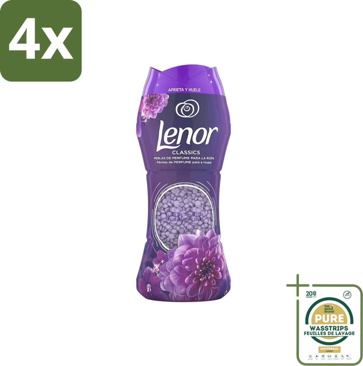 Lenor Unstoppables – Geurbooster – Amethyst – 210 g - Voordeelverpakking - 4 stuks - Wasgeur intens - Wasgeur langdurig