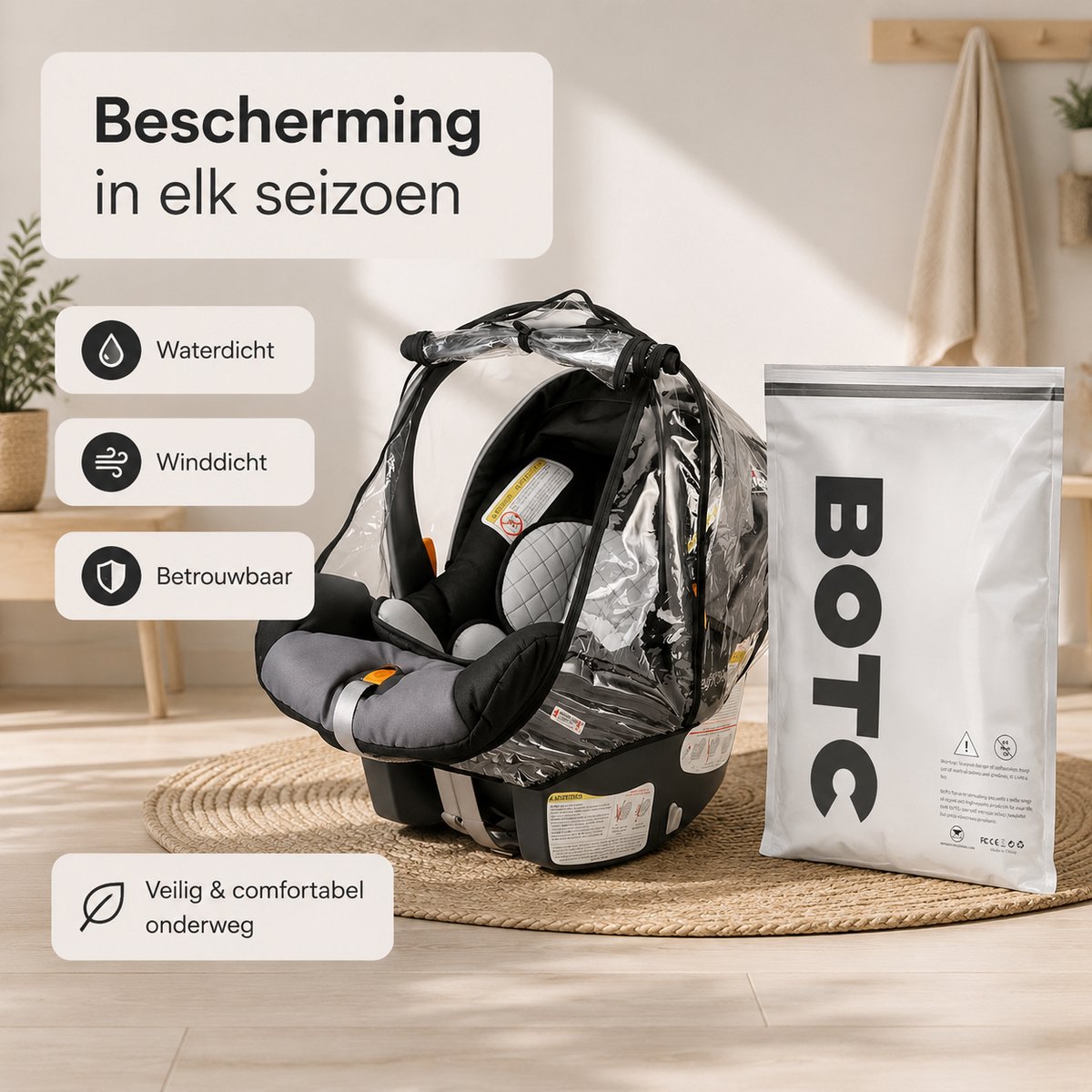 BOTC Regenhoes Kinderwagen - BPA vrij - Universele Regenhoes Kinderwagen - EVA Regenhoes voor reiswieg – foto 5
