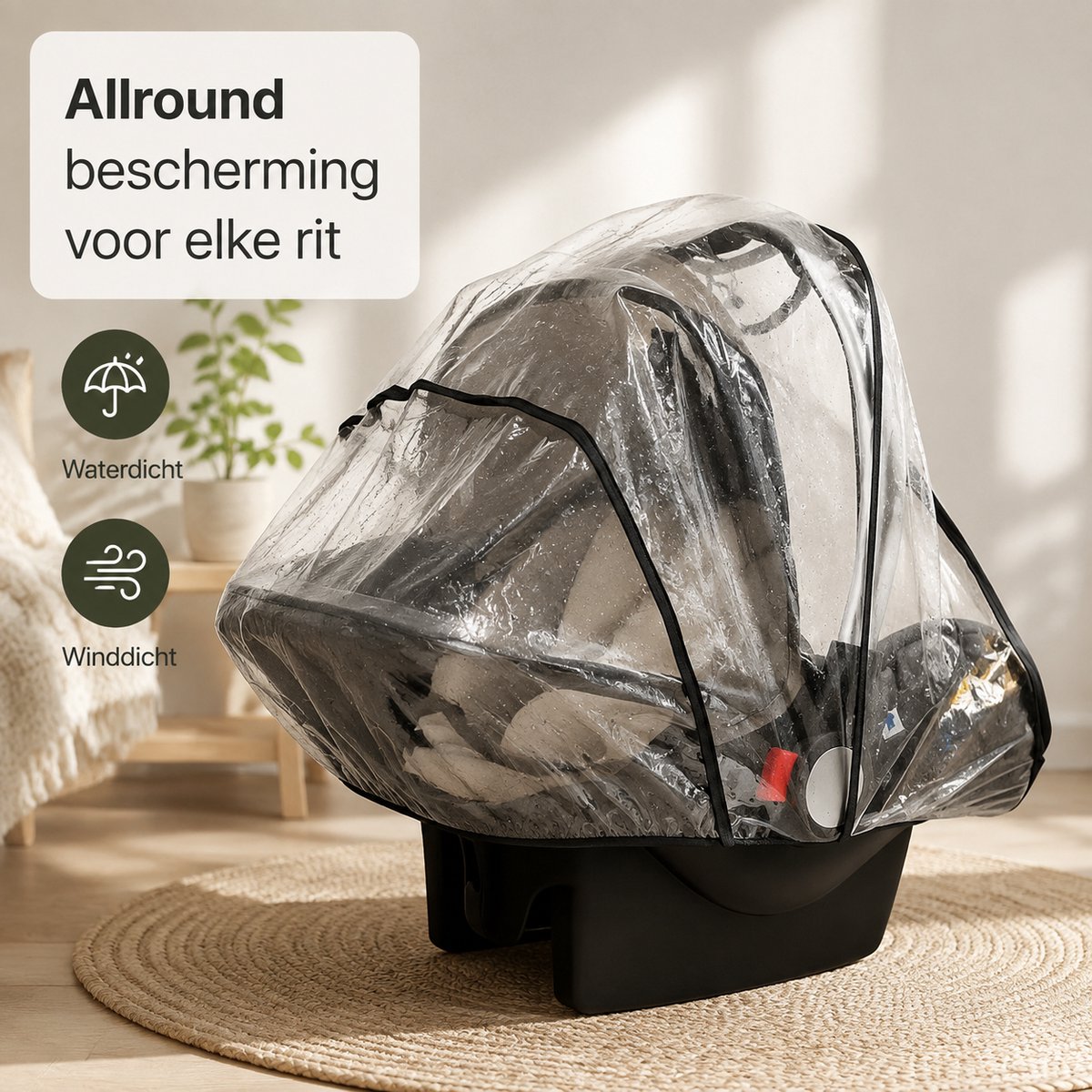 BOTC Regenhoes Kinderwagen - BPA vrij - Universele Regenhoes Kinderwagen - EVA Regenhoes voor reiswieg – foto 3