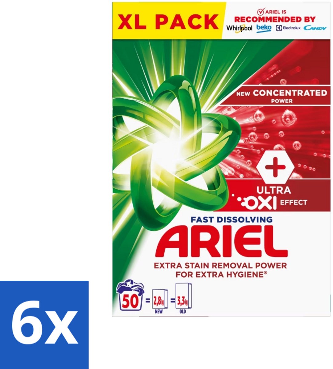 Ariel – Waspoeder – Oxi – 2,8 kg – 50 wasbeurten - Voordeelverpakking - 6 stuks