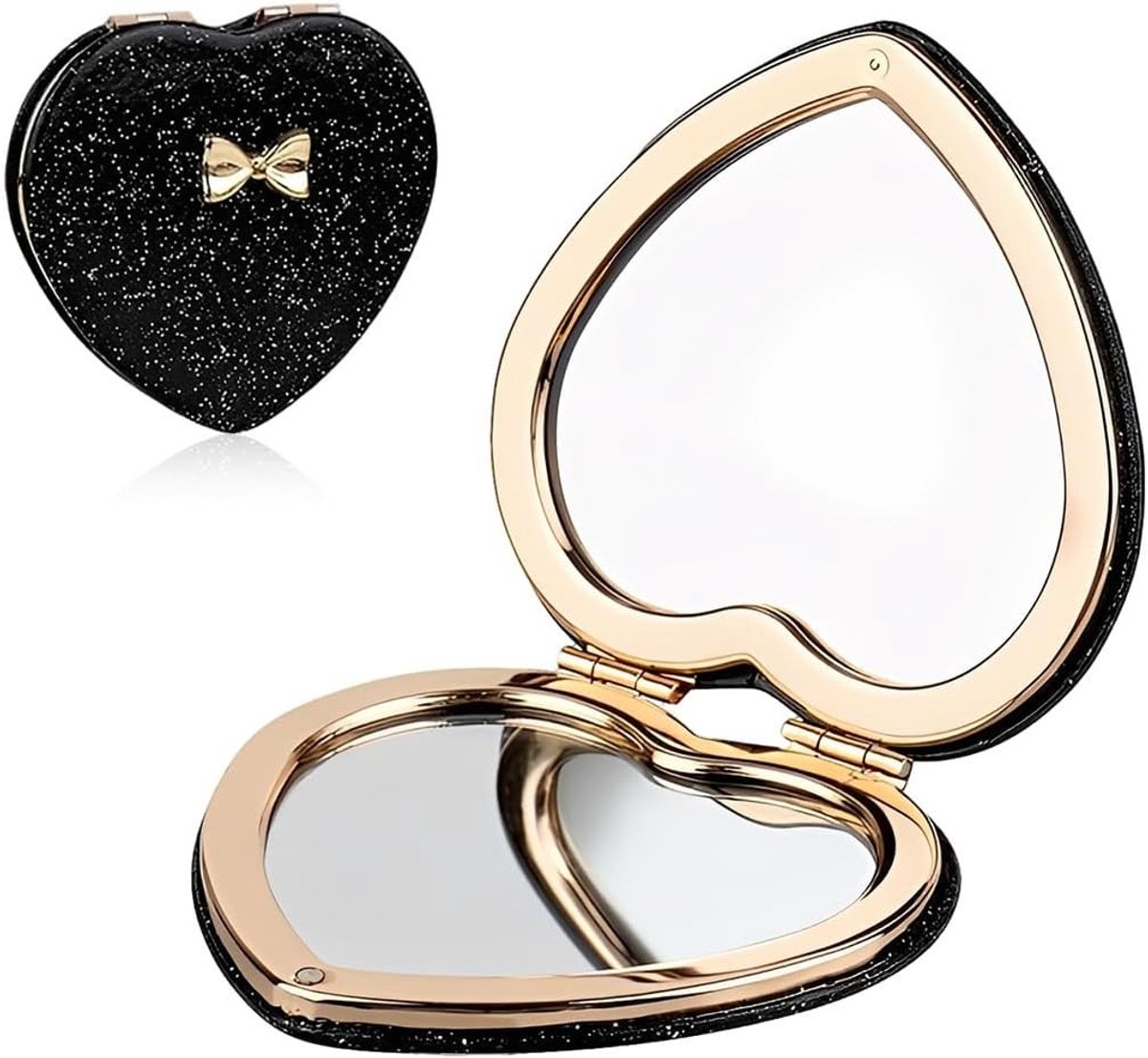 Elegante Hartvormige Toilettas Spiegel voor Vrouwen, Compact en Draagbaar, Perfect als Cadeau voor Verjaardagen en Feestdagen
