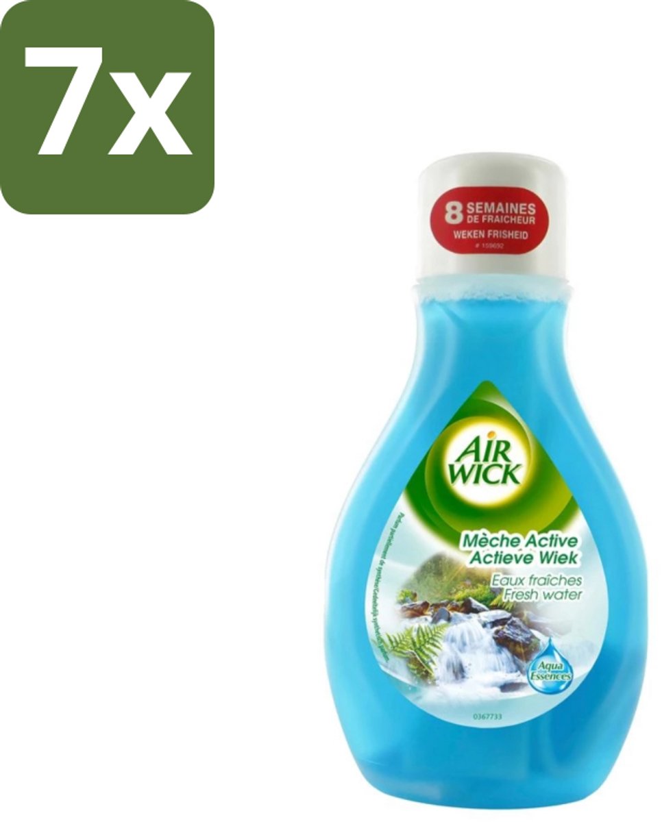 7 x Air Wick – Luchtverfrisser – Actieve Wiek Fresh Water – 375 ml - Luchtverfrisser - Frisse Geur - Actieve Wiek - Watergeur - Geurneutralisatie