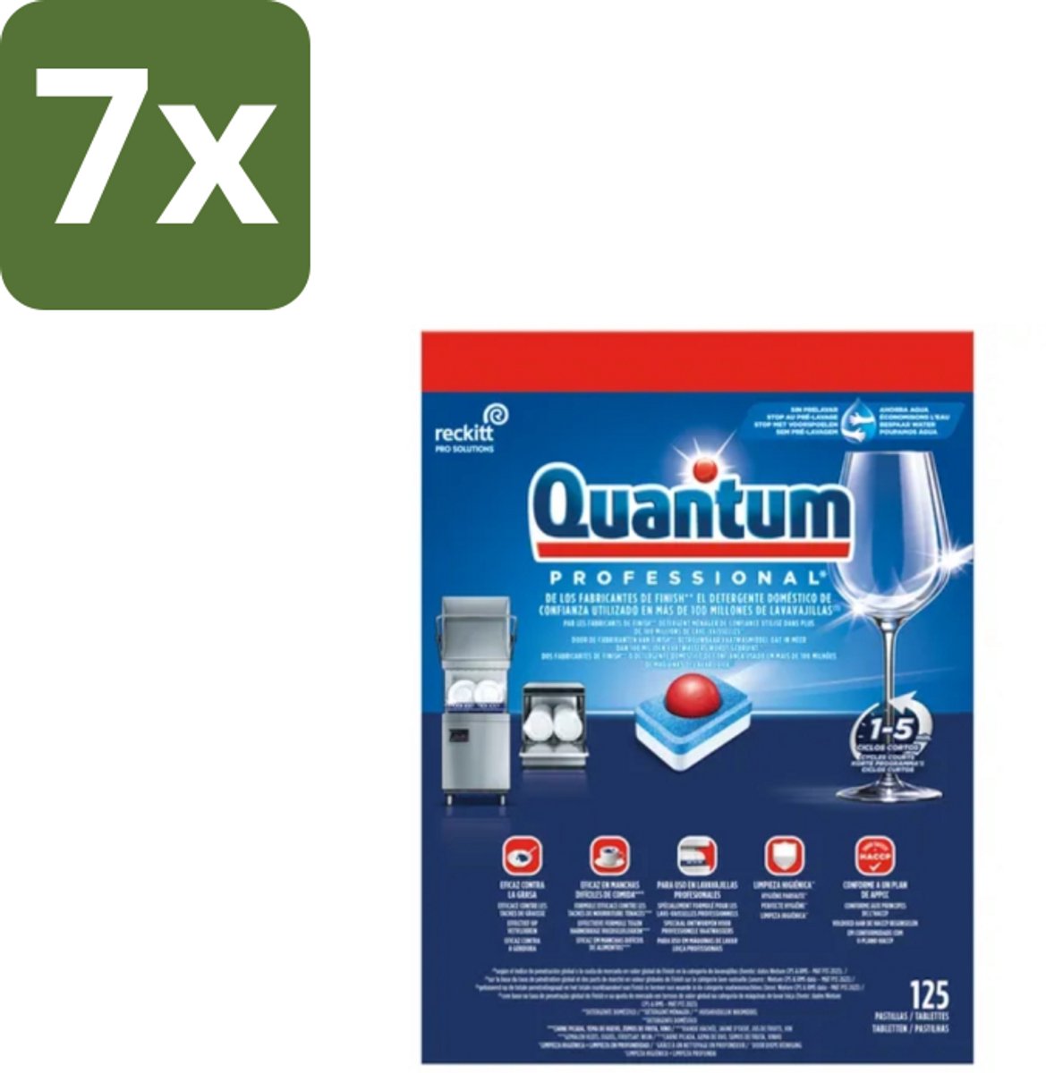 7 x Finish – Vaatwastabletten – Quantum Pro All-in-One – 125 Capsules - Vaatwastabletten - Professionele Vaatwasser - Korte Wascycli - Reinigingskracht - Hygiëne