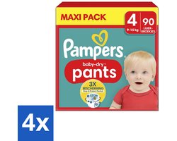4 x Pampers – Luierbroekjes – Baby Dry Pants Maat 4 – 90 Luiers - Baby Luier - Luierbroek - Droge Luier - Luier Voor Baby - Luier Voor Kind