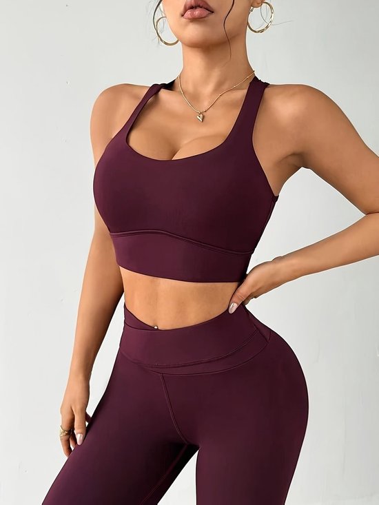 Currero Pilates Pak Dames - Yoga - Buttshaper - Gym - Fitness - Butt Lift - Bil Vergrotend - Heup Liftend - Yogakleding - Donkerrood M — afbeelding 3