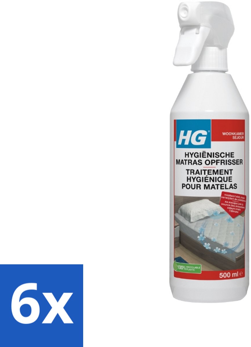 6 x HG Matrasopfrisser 500 ml - Matras Opfrisser - Matras Reiniger - Geurverwijderaar Matras - Hygiënische Matras - Matras Schoonmaken