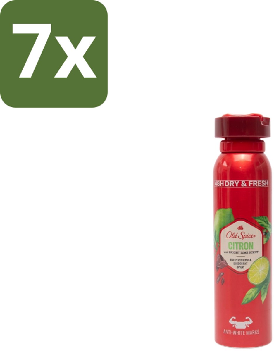 7 x Old Spice – Deospray – Citron – 150 ml - Citroen Deodorant - Citroen Geur - Citroen Deospray - Citroen Geur Spray - Citroen Geur Voor Mannen