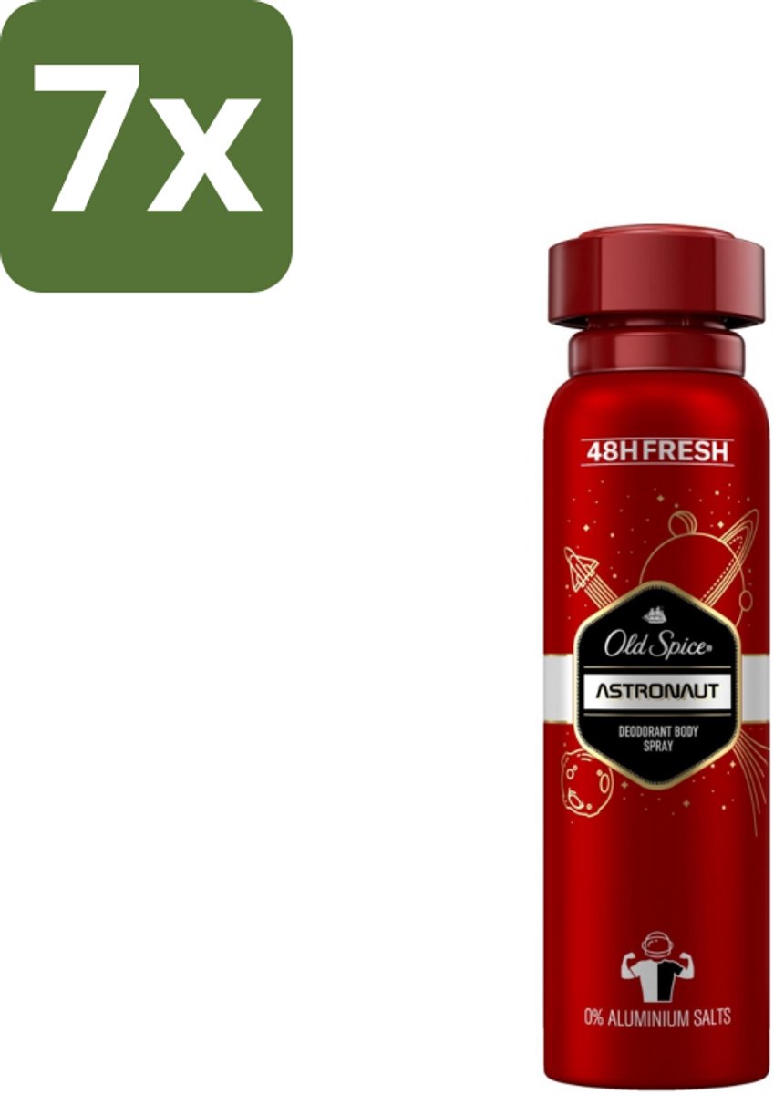 7 x Old Spice – Deospray – Astronaut – 150 ml - Astronaut Deodorant - Aluminiumvrije Deodorant - Deodorant Spray - Frisheid - Geurprotectie