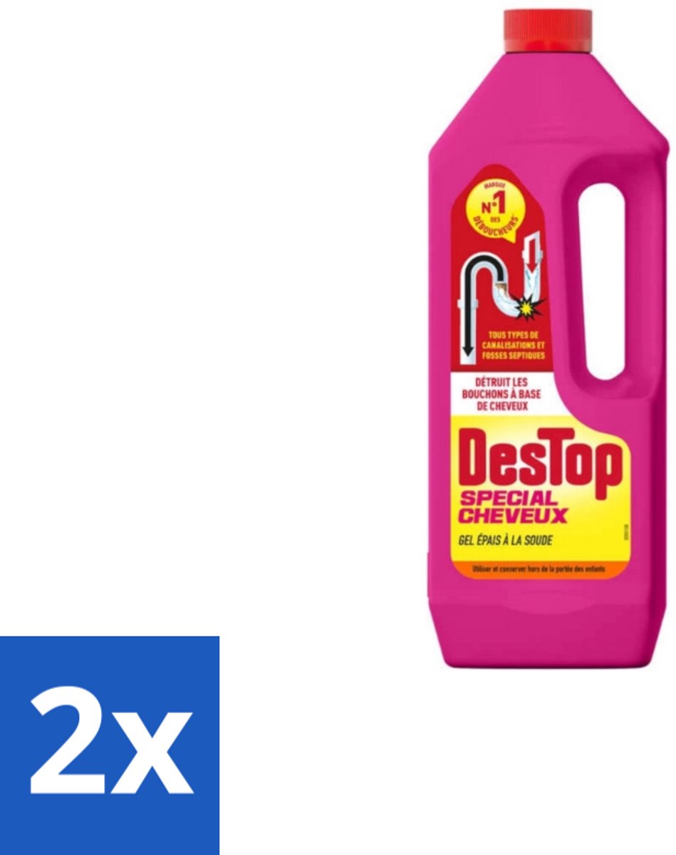 2 x Destop - Haarontstopper - Gel Express Haarontstopper - 1L - Haartoevoer - Haarontstopper - Afvoerontstopper - Badkamerontstopper - Haarverstopping