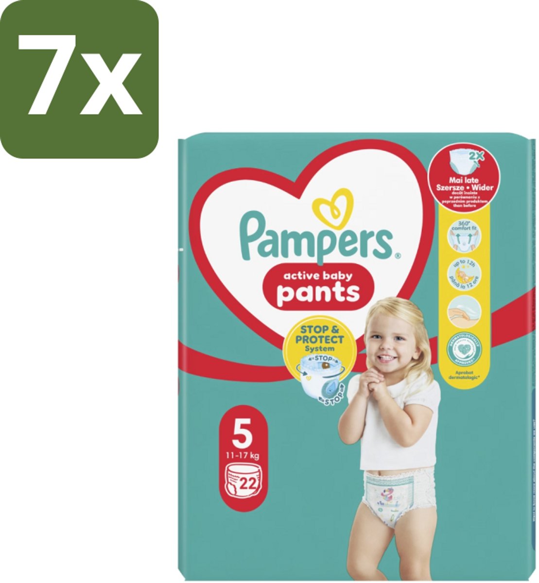 7 x Pampers – Luierbroekjes – Baby Dry Pants Maat 5 – 22 Luiers - Baby Luier - Droge Luier - Luier Voor Kind - Luierbroek - Luier Voor Peuters