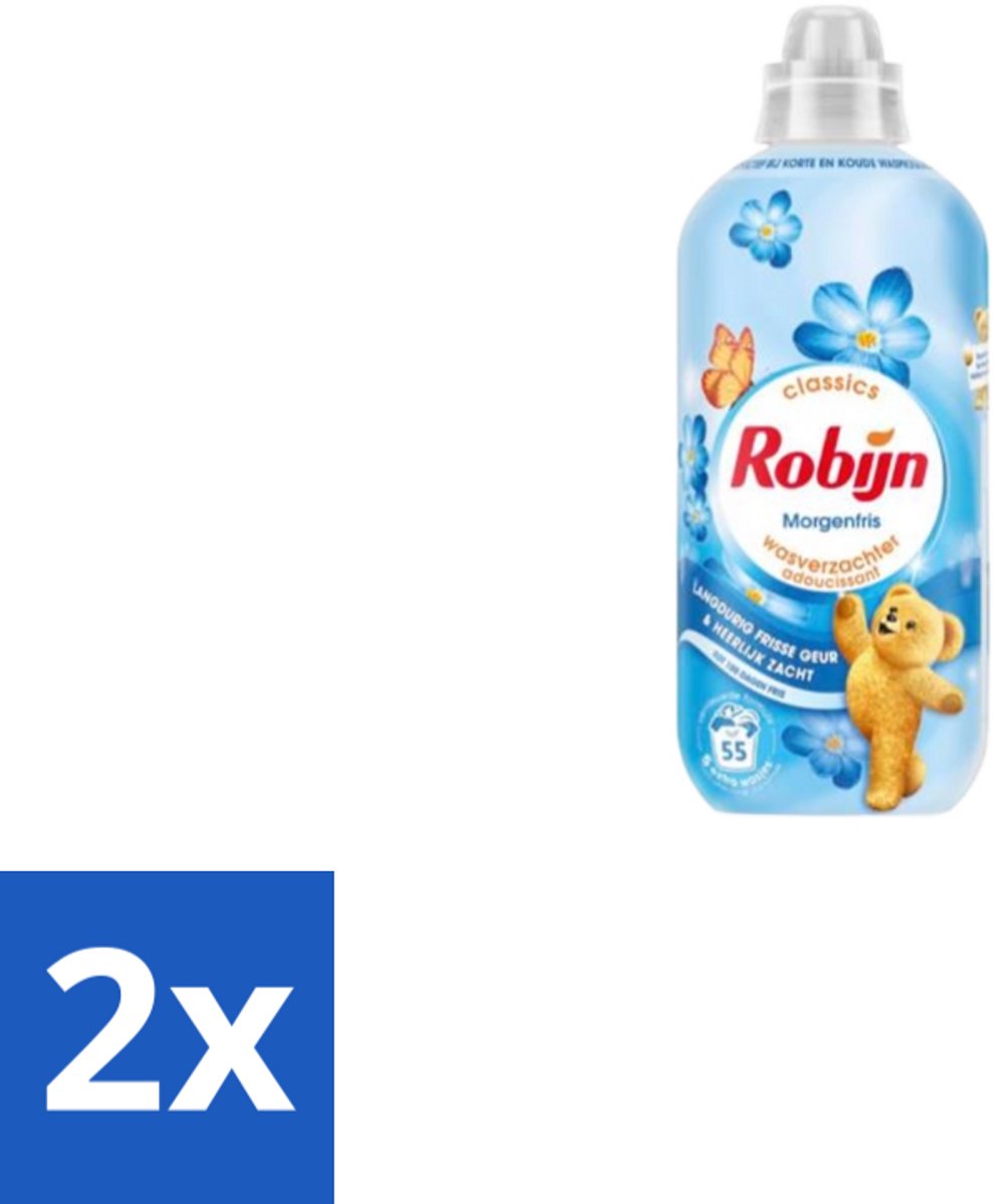 2 x Robijn – Wasverzachter – Morgenfris – 1,1 L - Wasverzachter - Wasverzachter Morgenfris - Wasverzachter Voor Kleding - Wasverzachter Fris - Wasverzachter Voor Textiel