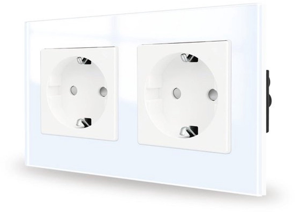 Dubbel Stopcontact Glas 2-voudig Geaard 16A 250V
