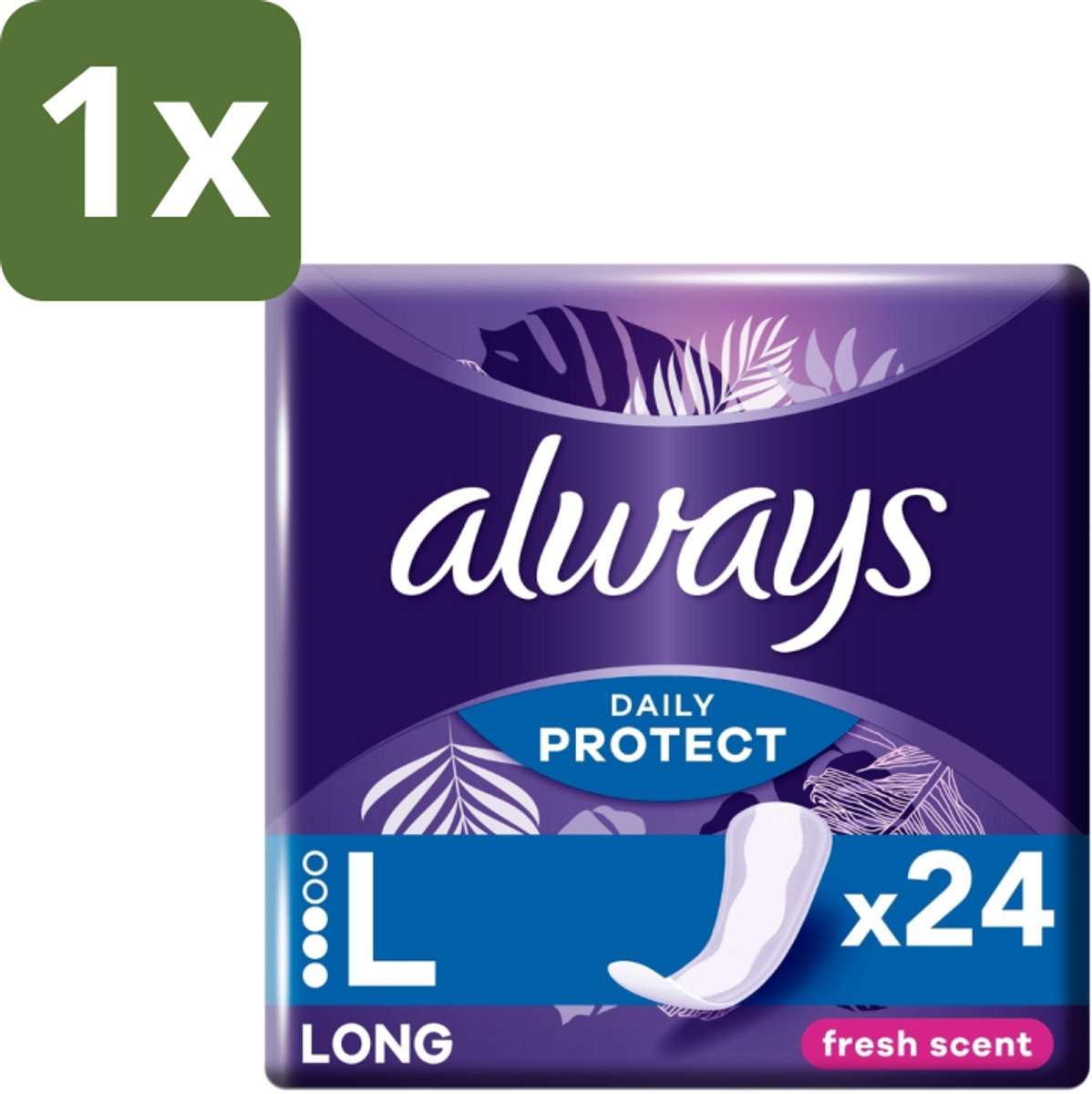 1 x Always – Inlegkruisjes – Long Fresh Scent – 24 Inlegkruisjes - Inlegkruisjes - Frisse Geur - Lang Inlegkruis - Dagelijkse Bescherming - Extra Dekking