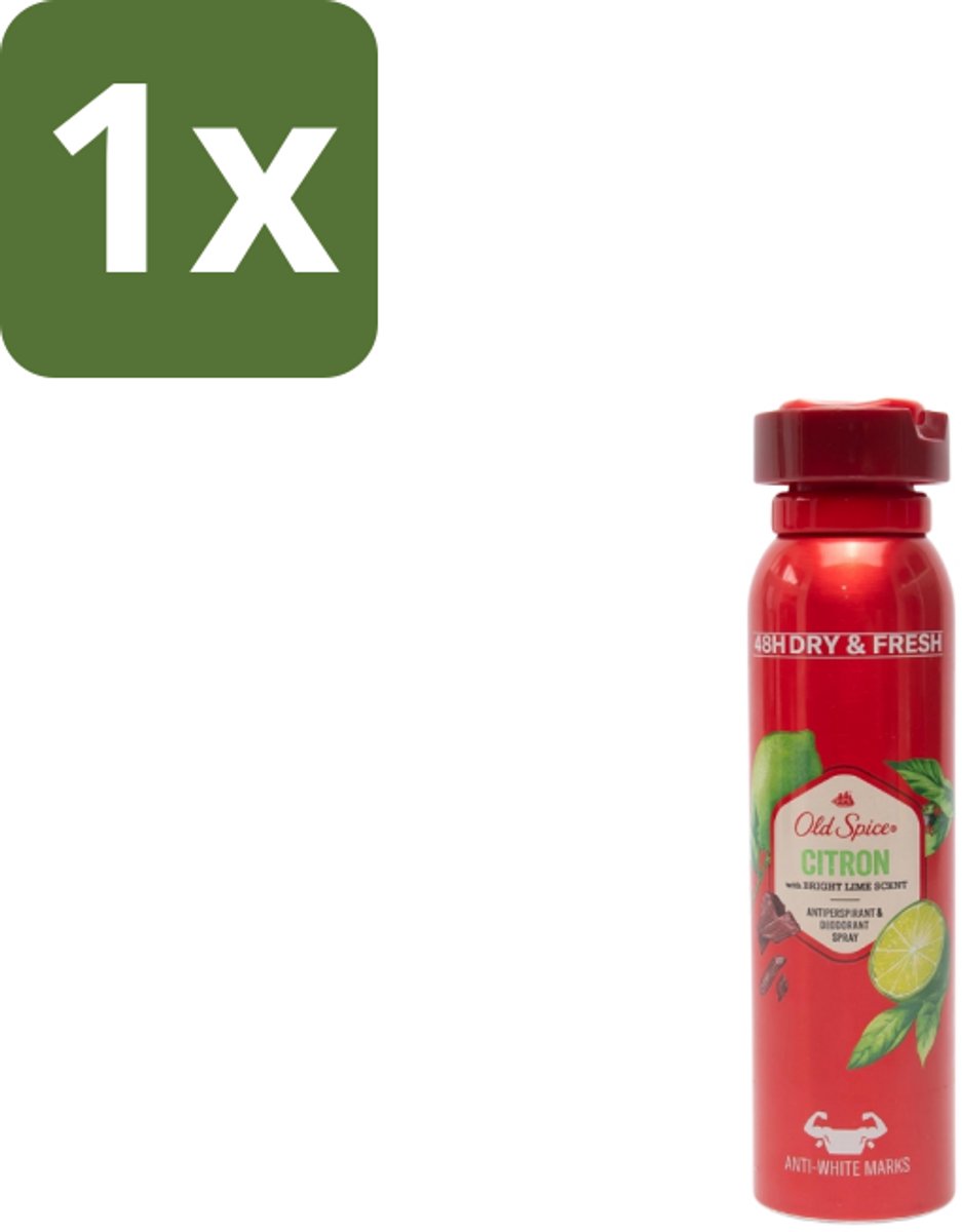 1 x Old Spice – Deospray – Citron – 150 ml - Citroen Deodorant - Citroen Geur - Citroen Deospray - Citroen Geur Spray - Citroen Geur Voor Mannen
