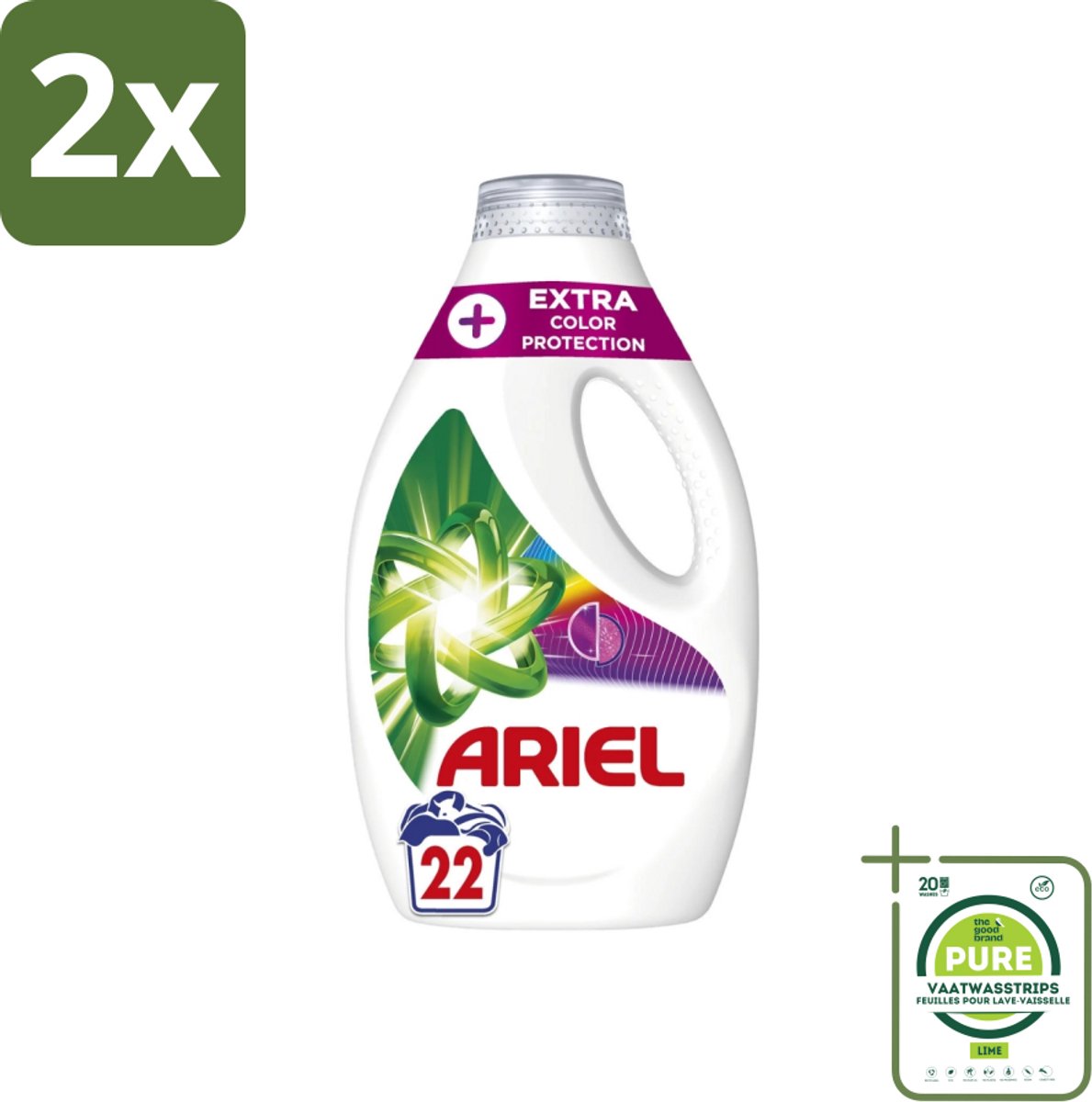 Ariel – Vloeibaar Wasmiddel – Extra Color Protection – 990 ml – 22 wasbeurten - Voordeelverpakking - 2 stuks - Kleurbehoud wasmiddel - Vloeibaar wasmiddel kleur