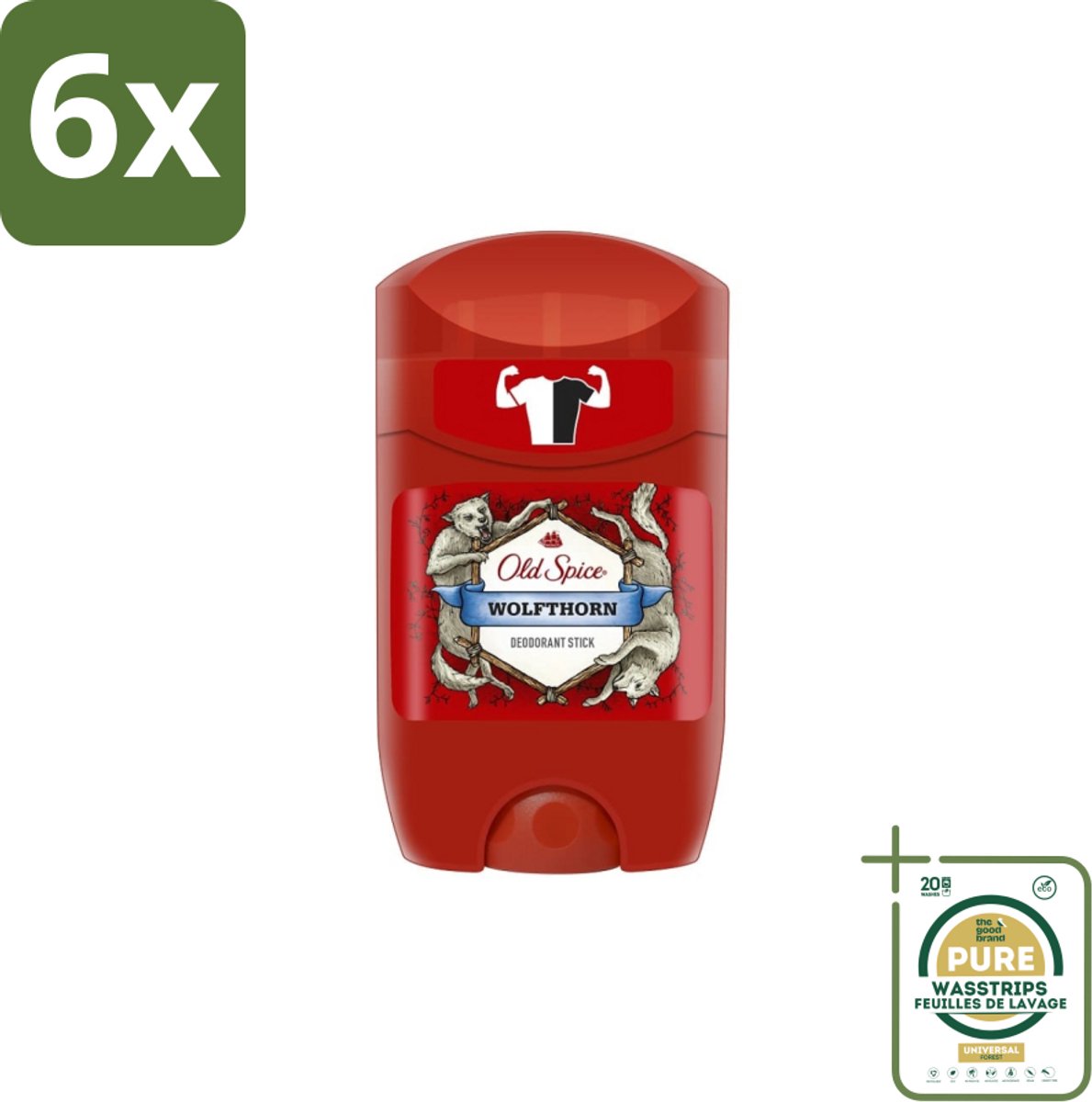 Old Spice – Deodorantstick – Wolfthorn – 50 ml - Voordeelverpakking - 6 stuks - Anti-geur - Frisheid