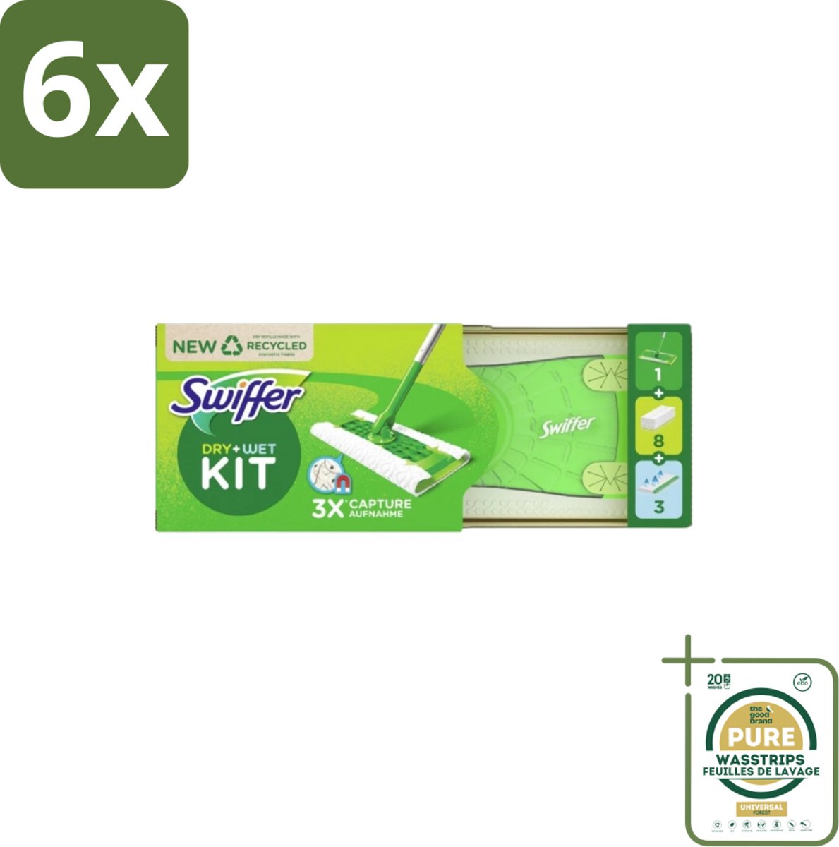 Swiffer – Vloerreiniger – Starterkit – 1 dweil + 8 droge & 3 vochtige doekjes - Voordeelverpakking - 6 stuks - Stofzuiger - Droge doek