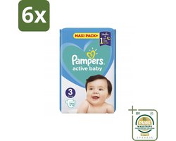Pampers – Luiers – Active Baby Maat 3 – 70 Luiers - Voordeelverpakking - 6 stuks - Huidbescherming - Luchtdoorlatende luiers