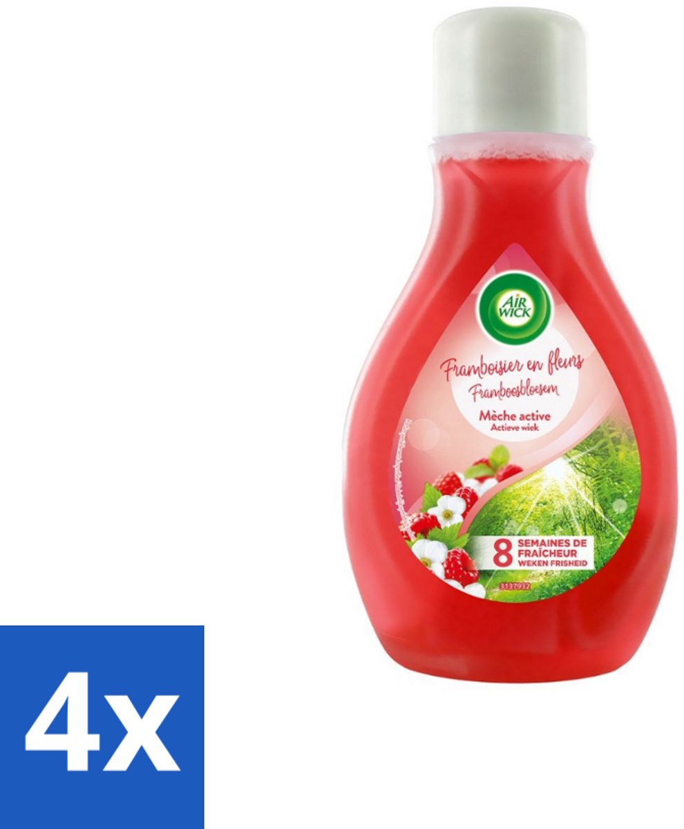 Air Wick – Luchtverfrisser – Actieve Wiek Framboos & Bloesem – 375 ml - Voordeelverpakking - 4 stuks