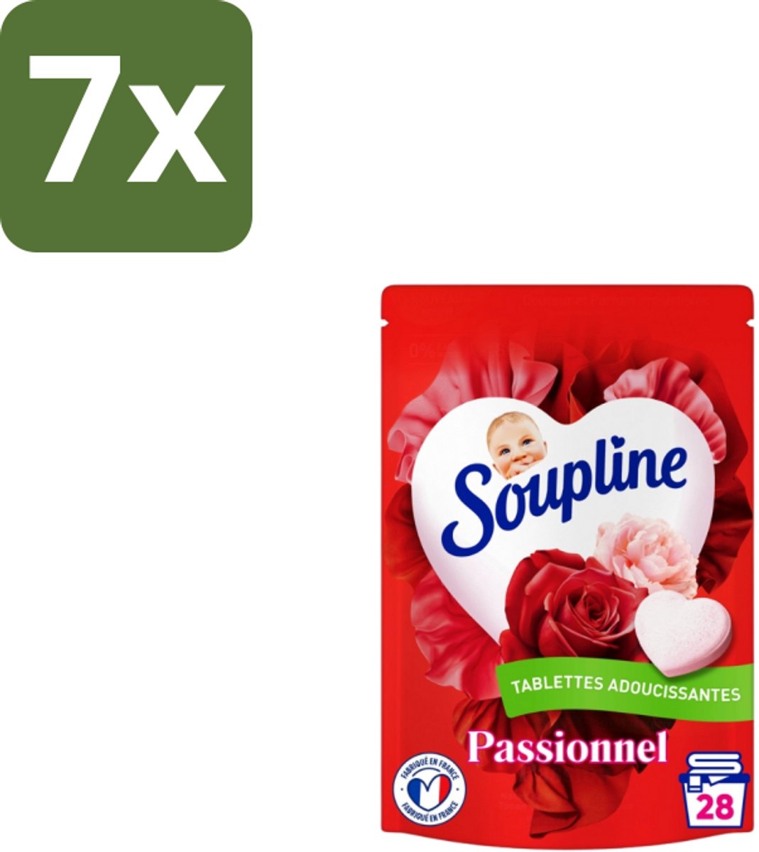 Soupline – Wasverzachtertabletten – Harten Straling van Passiebloemboeket - 28 tabletten - Bulkverpakking - 7 stuks