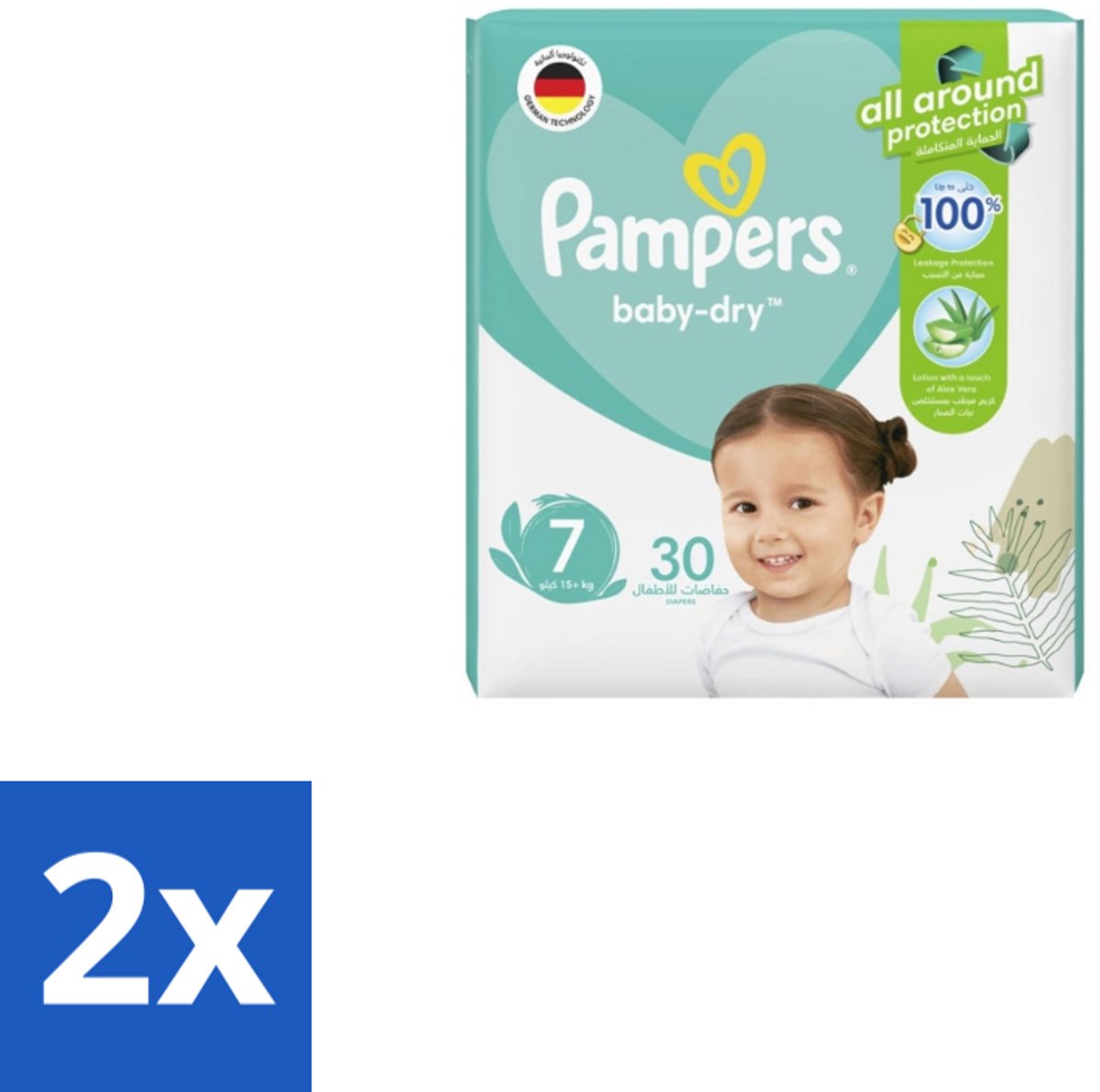 Pampers – Luiers – Active Baby Dry Maat 7 – 30 Luiers - Voordeelverpakking - 2 stuks