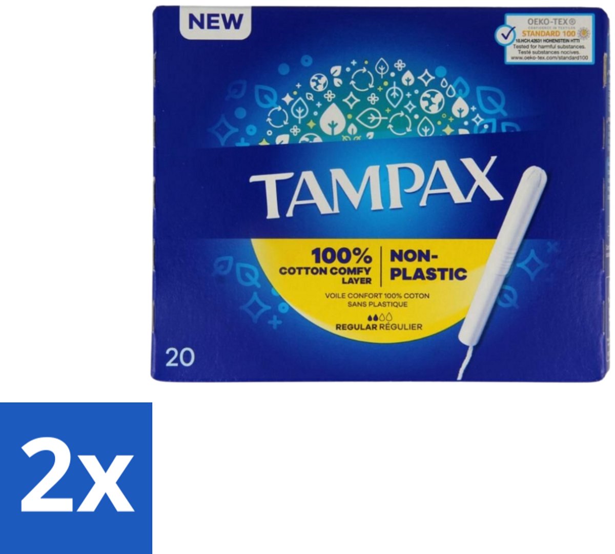 Tampax – Tampons – Regular – Kartonnen inbrenghuls - Voordeelverpakking - 2 stuks