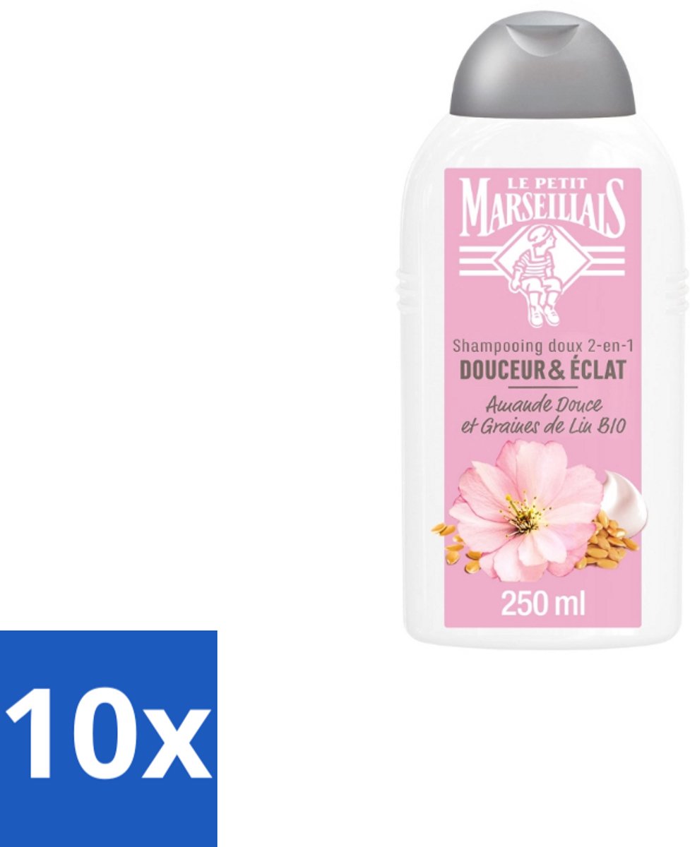 Le Petit Marseillais – Shampoo – Amande Douce & Graines de Lin Bio – 250 ml - Bulkverpakking - 10 stuks
