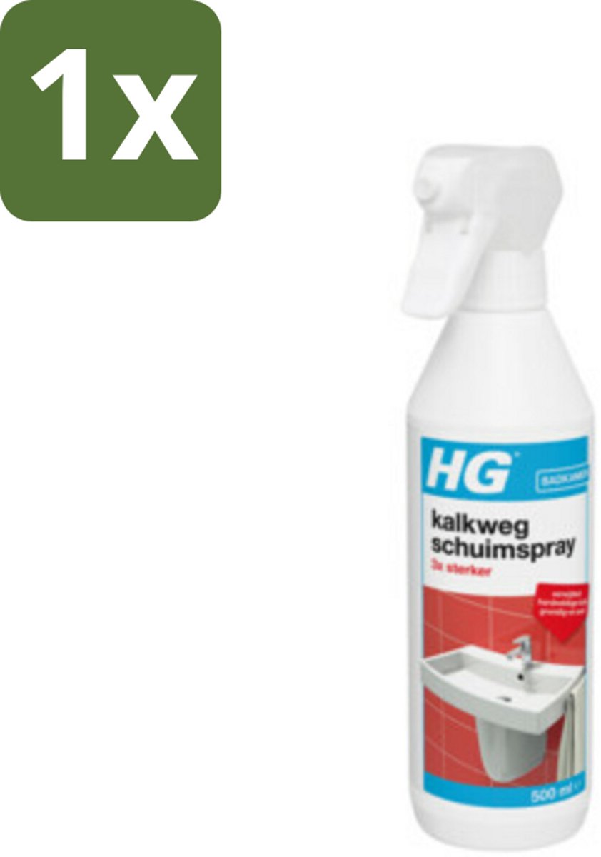 1 x HG Kalkweg Schuimspray 3x Sterker 500 ml - Kalkaanslag Verwijderen - Badkamer Reinigen - Schuimspray - Kalk Weg - Schuimend Reinigen