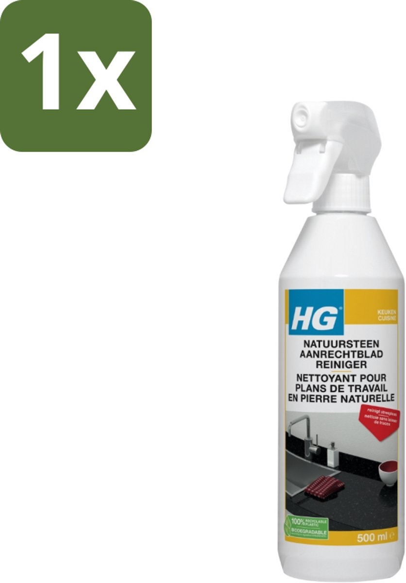 1 x HG Natuurstenen Aanrechtbladreiniger 500 ml - Natuursteen Aanrechtblad Reinigen - Natuursteen Reinigen - Graniet Reinigen - Marmer Reinigen - Hardsteen Reinigen