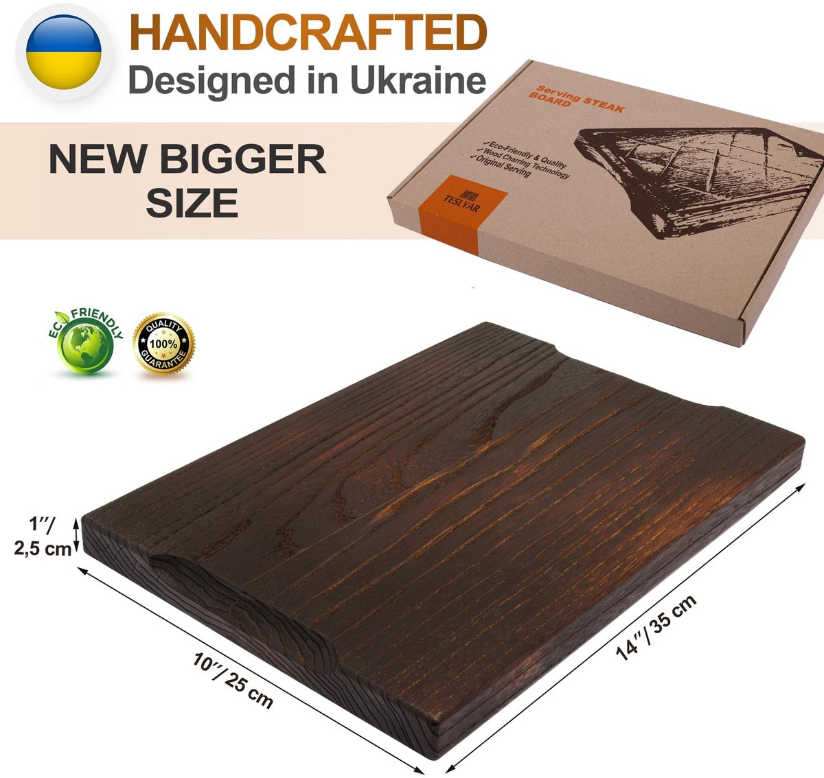 Houten steakplank 30 x 20 massief eiken Serveerbarbecueschotel Natuurlijke dikke snijplaat Duurzaam en kwaliteit - ShopVlot