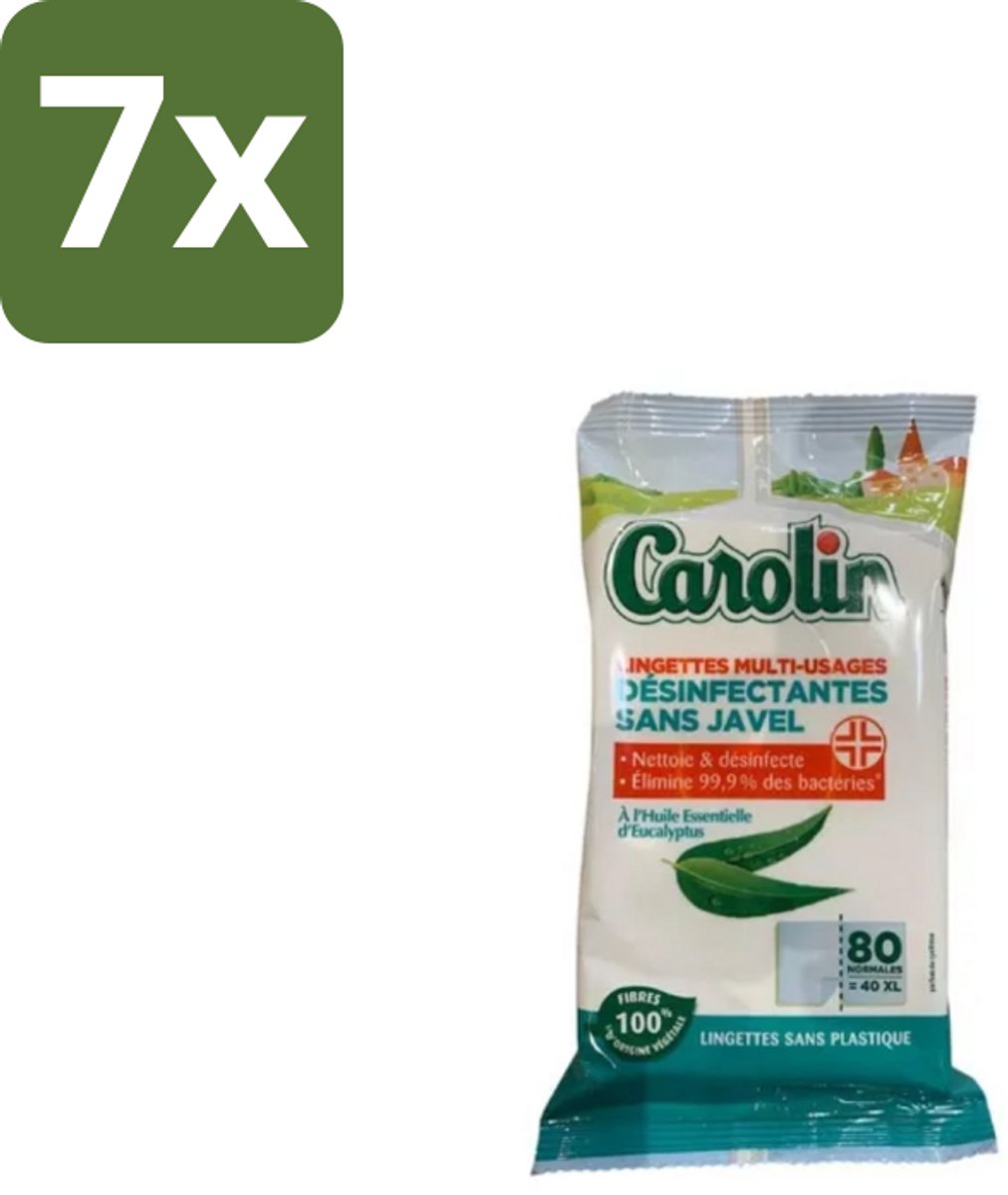 Carolin – Doekjes – Eucalyptus – 80 Doekjes - Bulkverpakking - 7 stuks