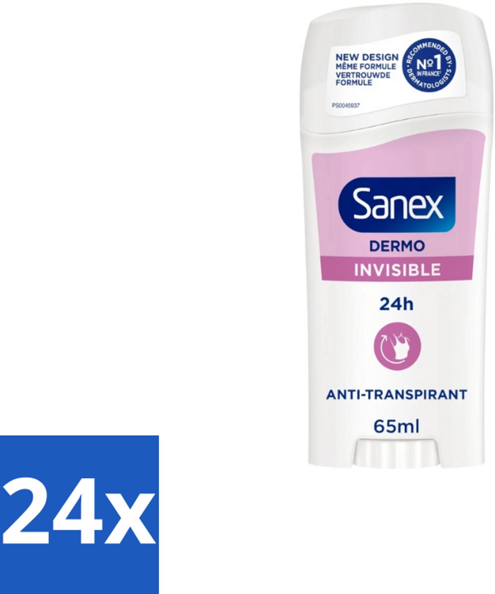 Sanex – Deodorant Stick – Dermo Invisible – 65 ml - Voordeelverpakking - 24 stuks