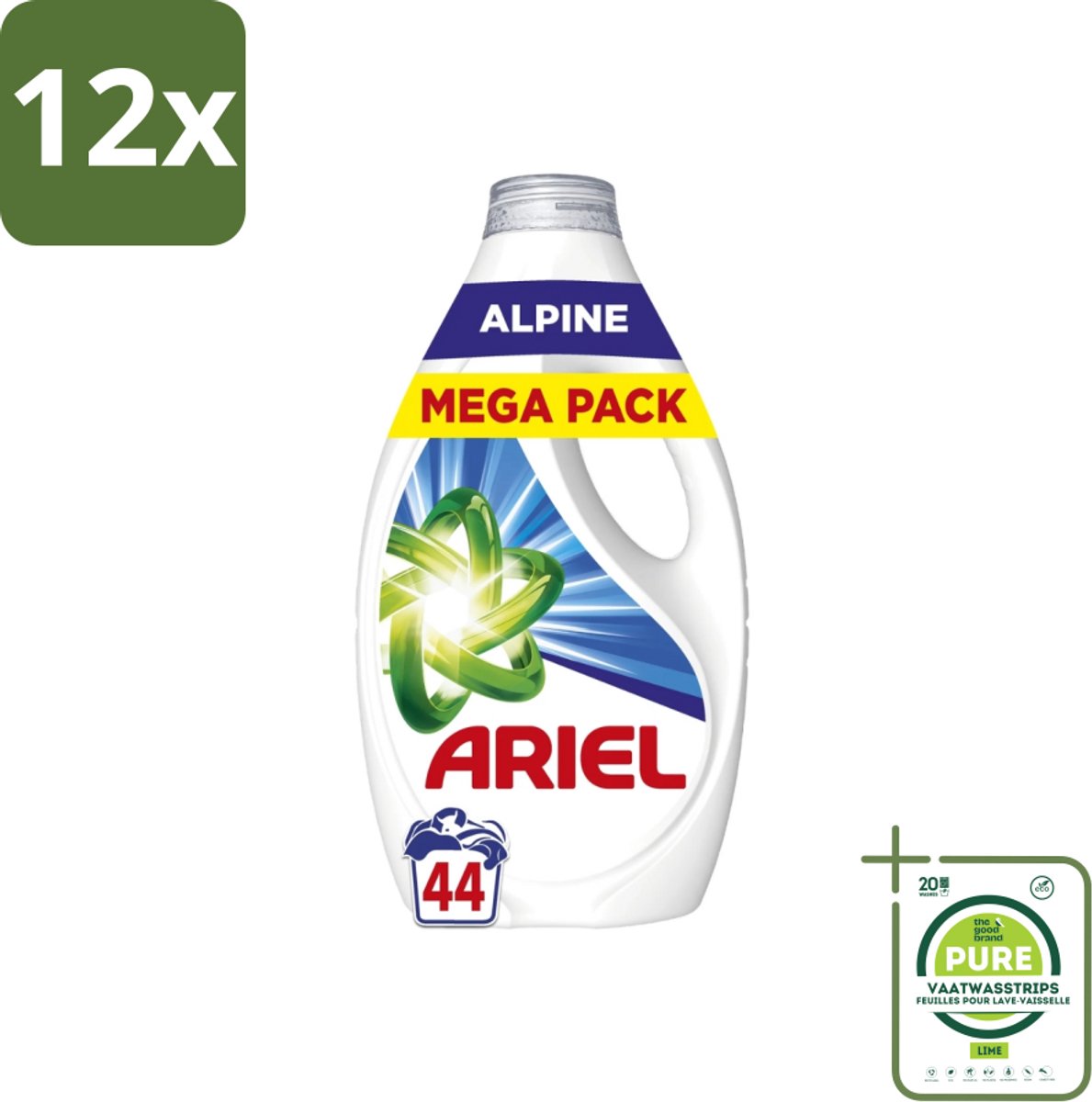 Ariel – Vloeibaar Wasmiddel – Alpine – 1980 ml – 44 wasbeurten - Voordeelverpakking - 12 stuks - Vloeibaar wasmiddel - Vlekverwijdering