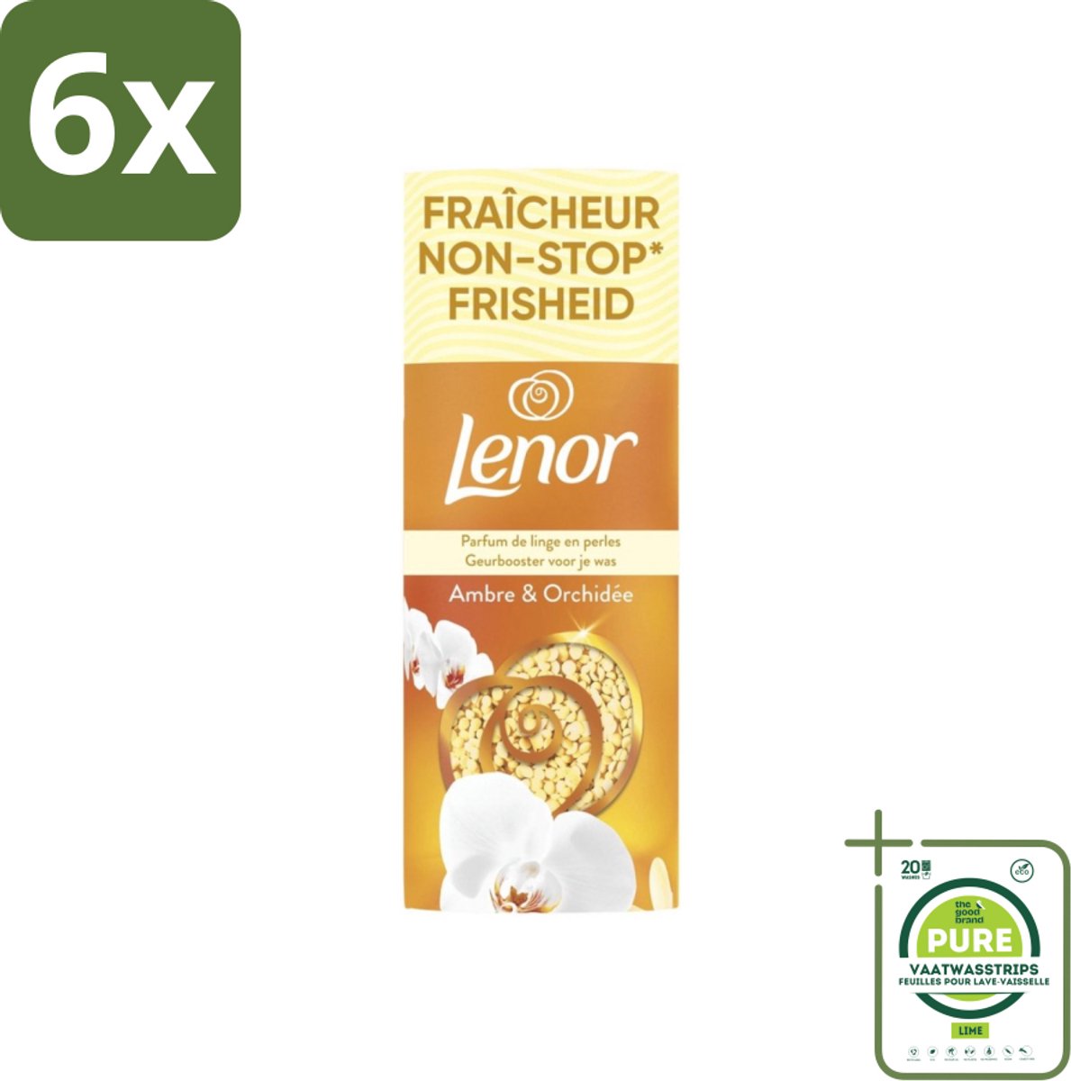 Lenor – Geurbooster – Amber & Orchidee – 12 Wasbeurten – 155 g - Voordeelverpakking - 6 stuks - Geurparels - Wasgeur